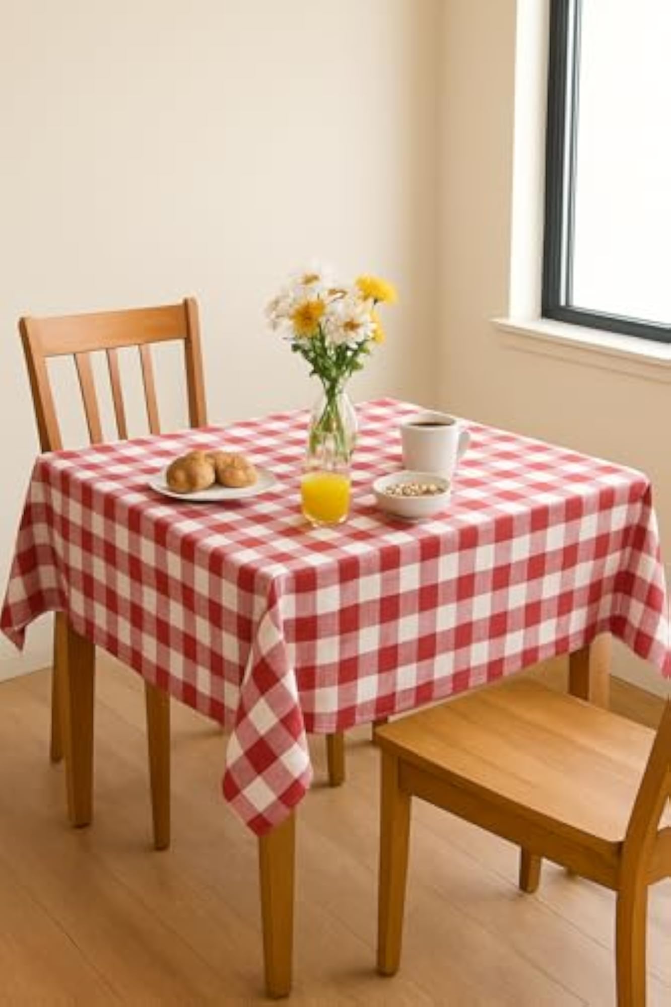 Dining Table Cover for 2-Seater, Red and White Floral